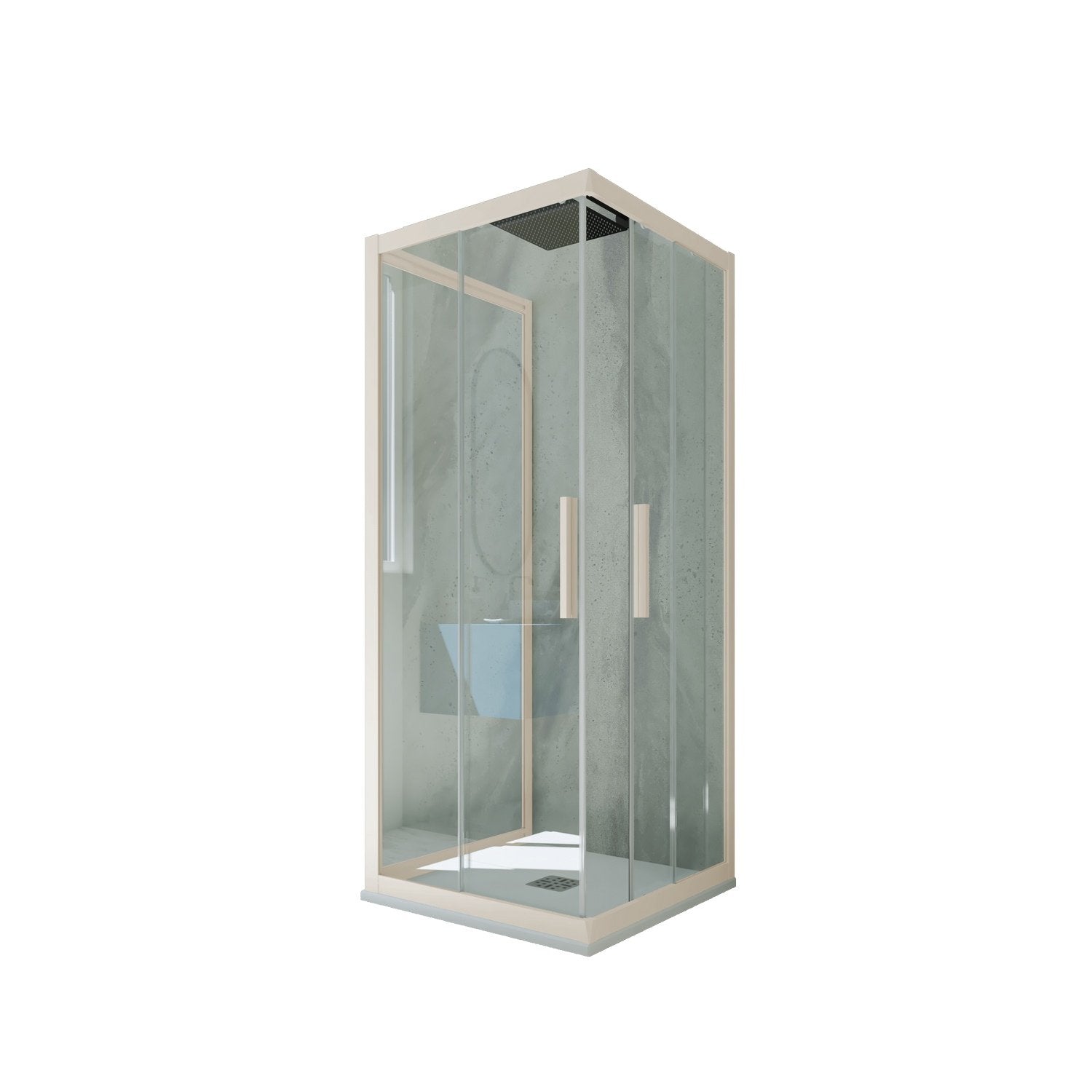 Box doccia 3 lati scorrevole 75x80x75 CM H 200 Vetro Trasparente Profilo Champagne mod. Kolors Trio