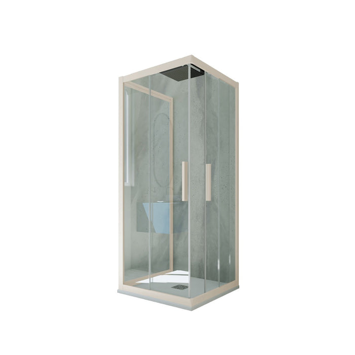 Box doccia 3 lati scorrevole 70x80x70 CM H 200 Vetro Trasparente Profilo Champagne mod. Kolors Trio