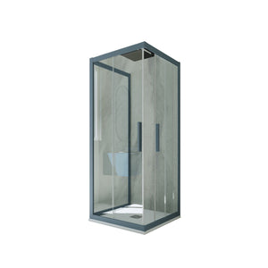 Box doccia 3 lati scorrevole 70x110x70 CM H 200 Vetro Trasparente Profilo Blu Navy mod. Kolors Trio