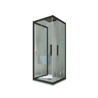 Box doccia 3 lati scorrevole 80x100x80 CM H 200 Vetro Trasparente Profilo Nero Matt mod. Kolors Trio