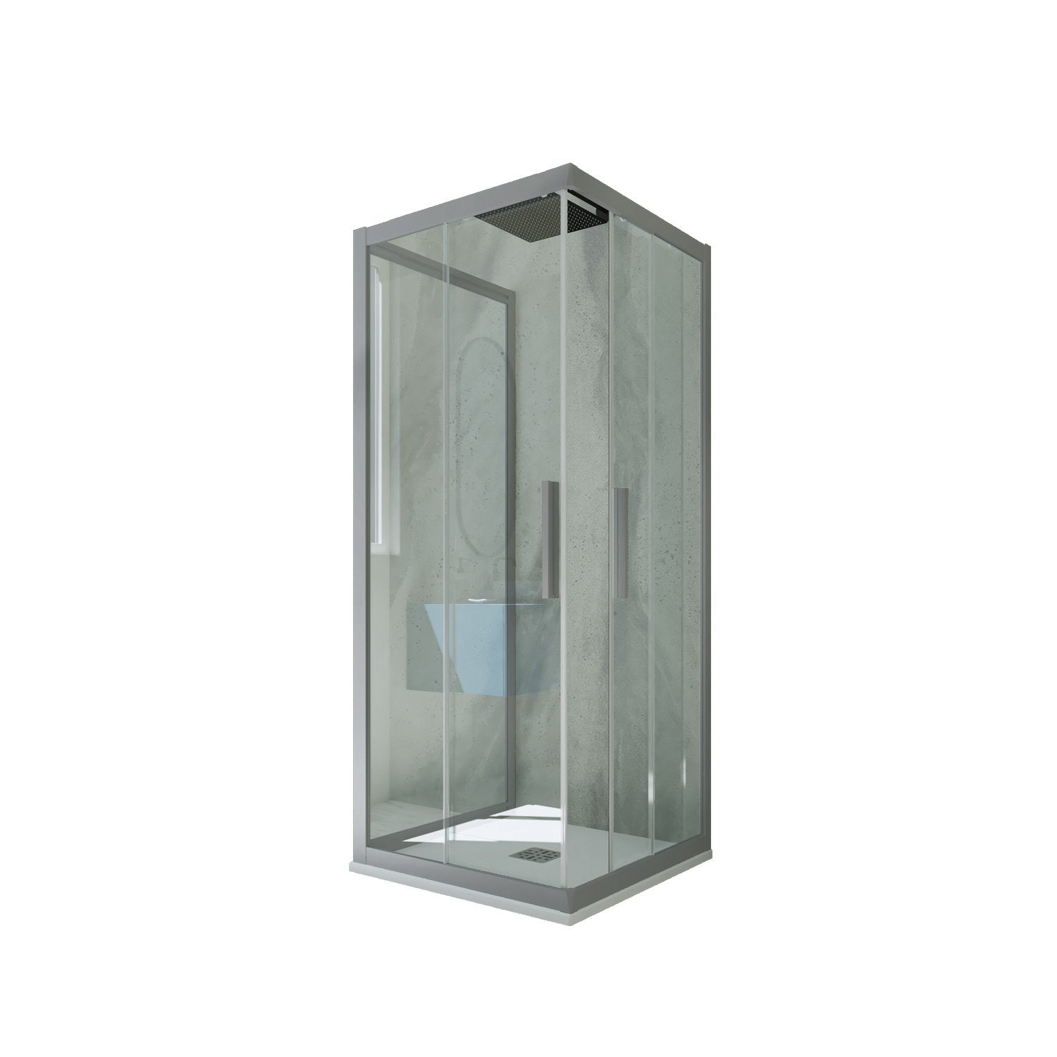 Box doccia 3 lati scorrevole 80x120x80 CM H 200 Vetro Trasparente Profilo Silver mod. Kolors Trio