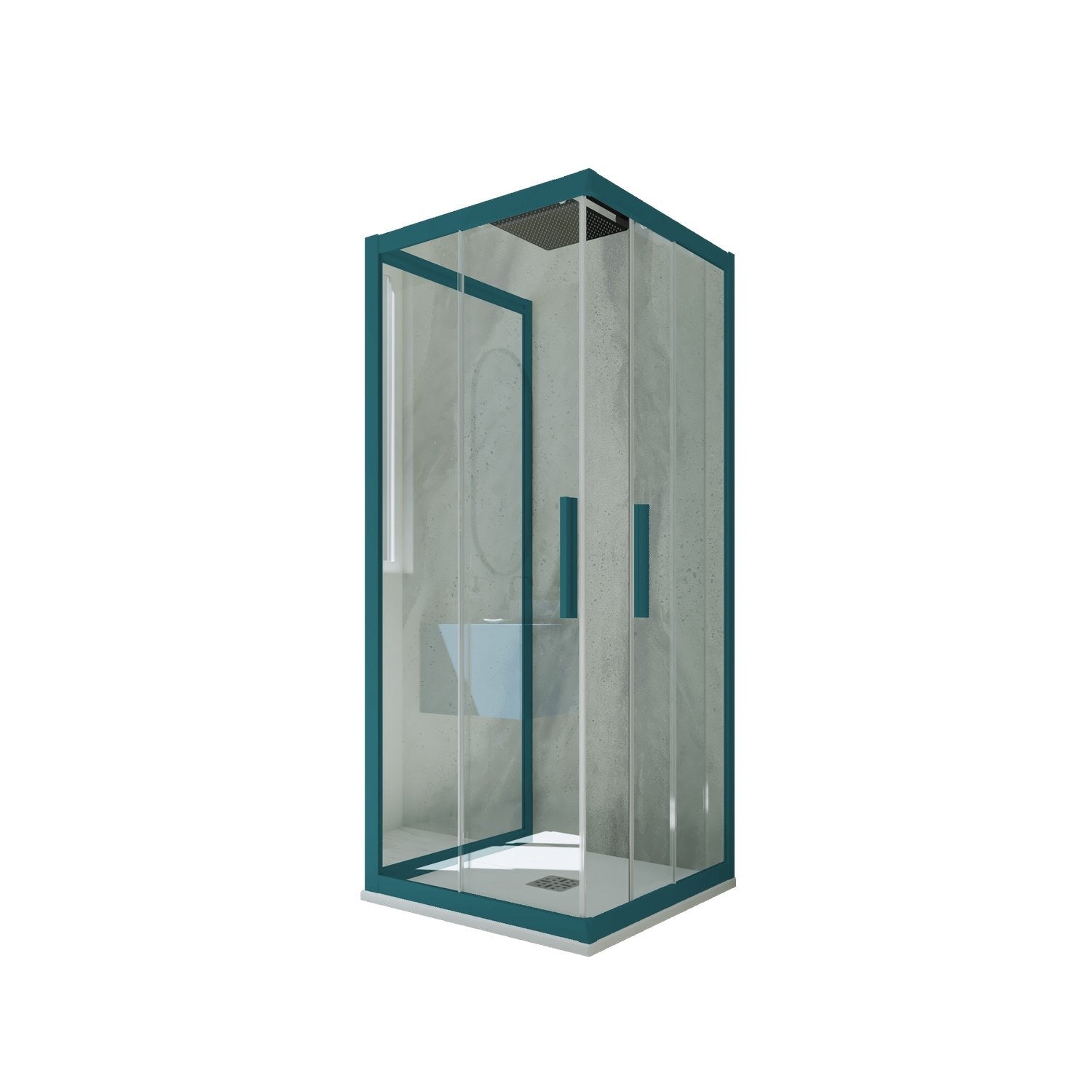 Box doccia 3 lati scorrevole 80x90x80 CM H 200 Vetro Trasparente Profilo Verde Night Watch mod. Kolors Trio