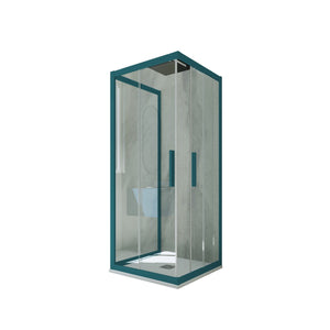 Box doccia 3 lati scorrevole 70x110x70 CM H 200 Vetro Trasparente Profilo Verde Night Watch mod. Kolors Trio