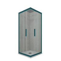 Box doccia angolare scorrevole 70x100 CM H 200 Vetro Trasparente Profilo Verde Night Watch mod. Kolors