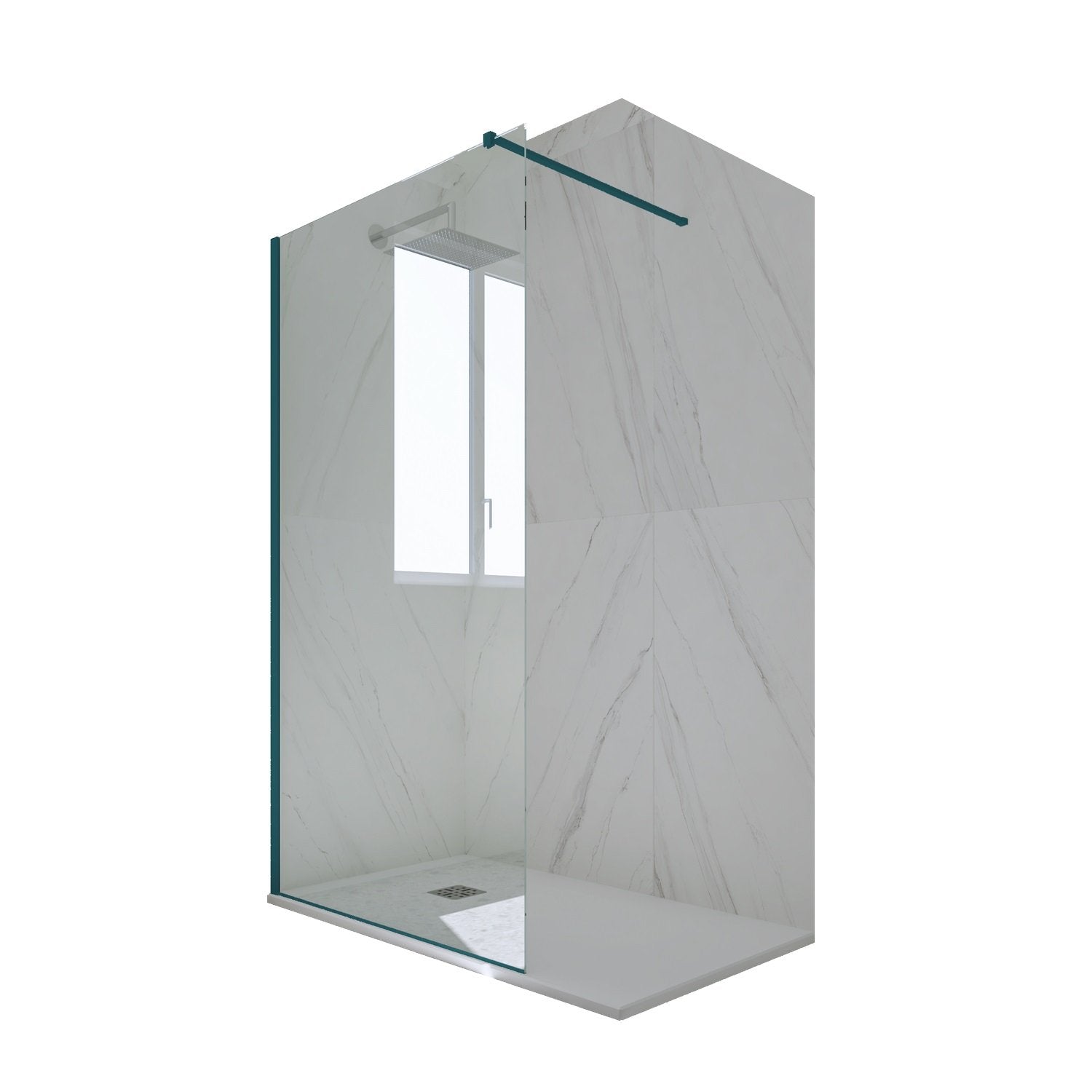 Parete doccia Walk-in da 110 CM H 200 Vetro Trasparente Profilo Verde night watch in pvc mod. Kolors