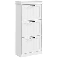 Scarpiera 3 Cassetti Ribaltabili e Regolabili 15 Paia di Scarpe 54x24x117,5 cm Bianco