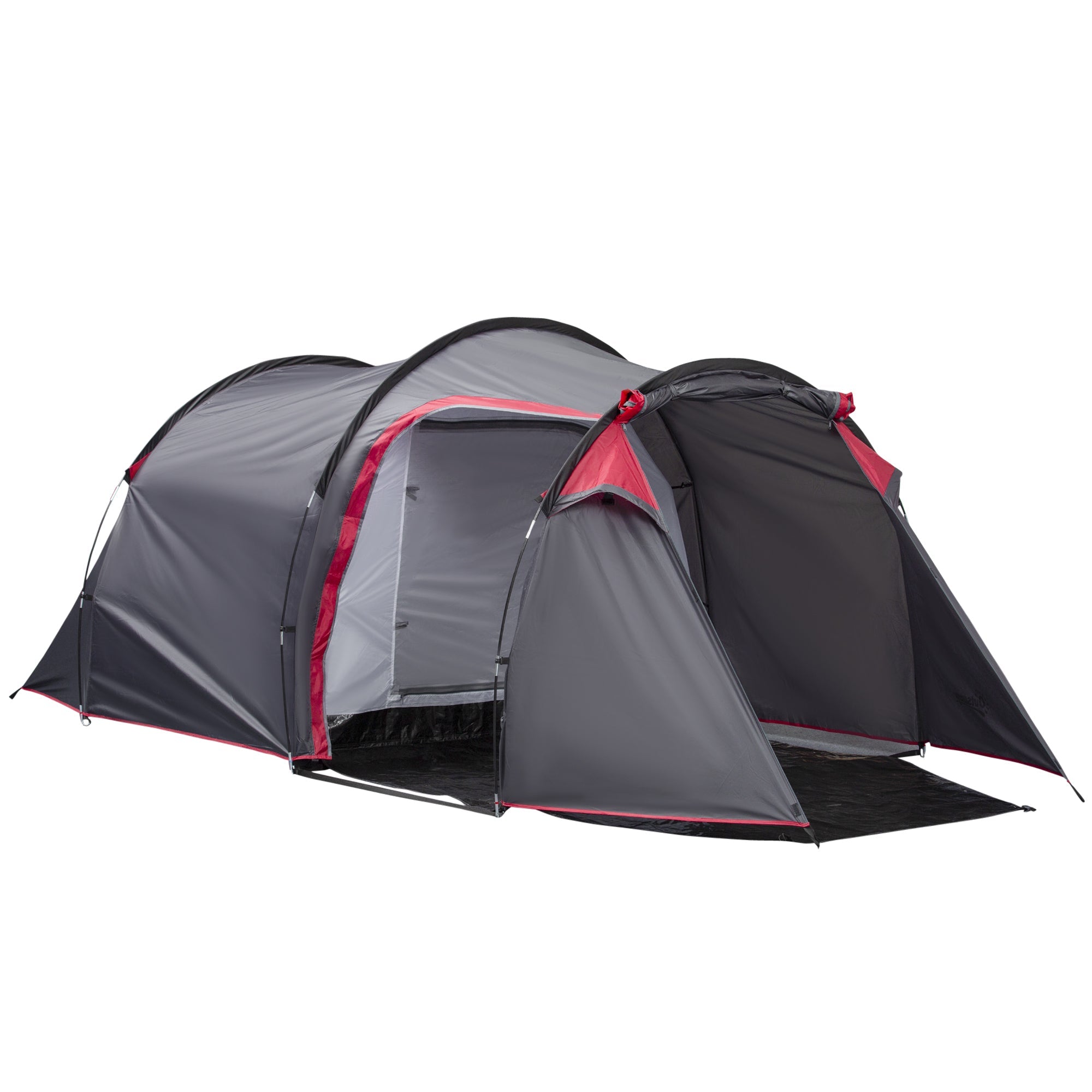 Tenda da Campeggio 2 Posti 426x206x154 cm con Vestibolo e Porte con Cerniera Grigio