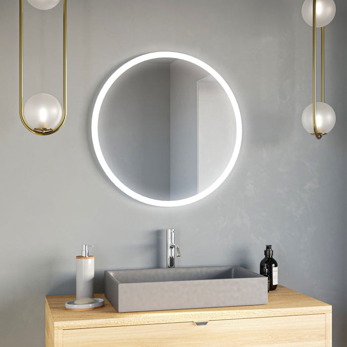 Specchio bagno retroilluminato led rotondo a filo lucido 70 80 luzon, misura 70