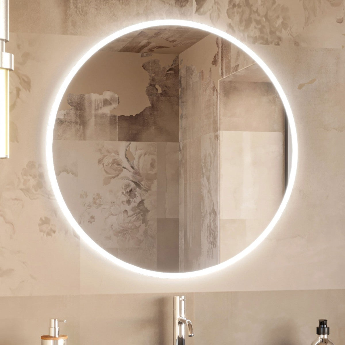 Specchio bagno retroilluminato led rotondo a filo lucido 70 80 luzon, misura 80