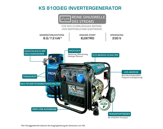 Generatore inverter a gas/LPG KS 8100iEG