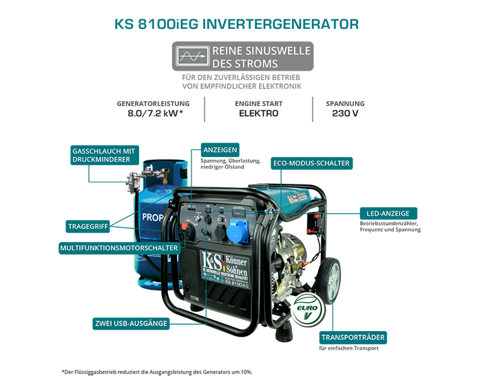 Generatore inverter a gas/LPG KS 8100iEG