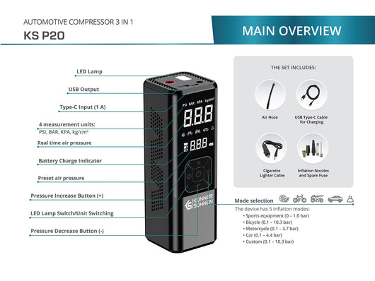 Compressore alimentato a batteria KS P20