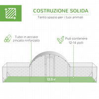 Pollaio Gabbia per Galline da Esterno 660x190x195 cm in Acciaio Zincato Grigio Argento