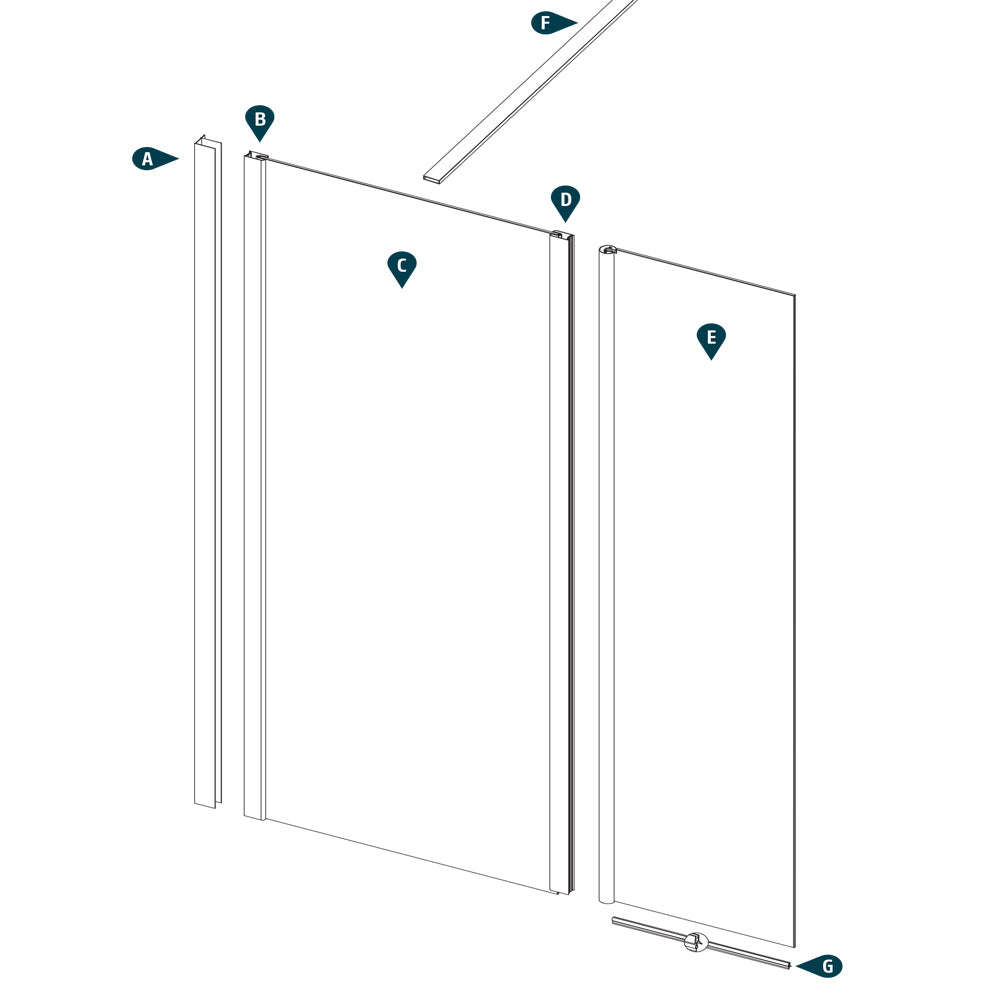 Ogomondo walk-in doccia con anta basculante e staffa cristallo 8 mm *** misure 137-139xh200 cm, confezione 1