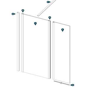 Ogomondo walk-in doccia con anta basculante e staffa cristallo 8 mm *** misure 157-159xh200 cm, confezione 1