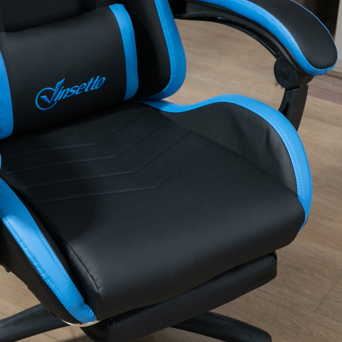 Sedia da Gaming Ergonomica 65x65x121-129 cm in Similpelle Blu e Nero