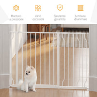 Cancelletto di Sicurezza per Cani Estensibile 75-115 cm per Scale e Porte in Acciaio e ABS Bianco