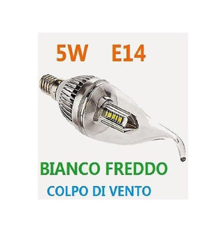 Lampada 20 Led 5w Colpo Soffio Di Vento  E14 Trasparente Lampadina Bianco Freddo         