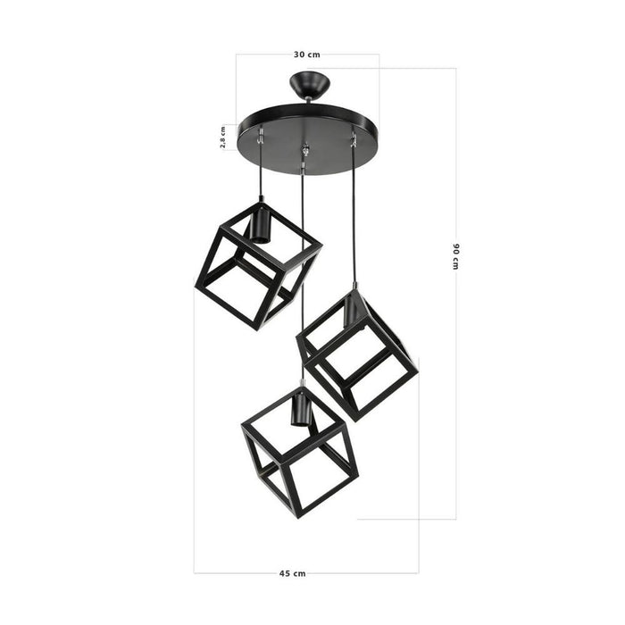 Lampada a sospensione 3 cubi nero Agatha MDL3790