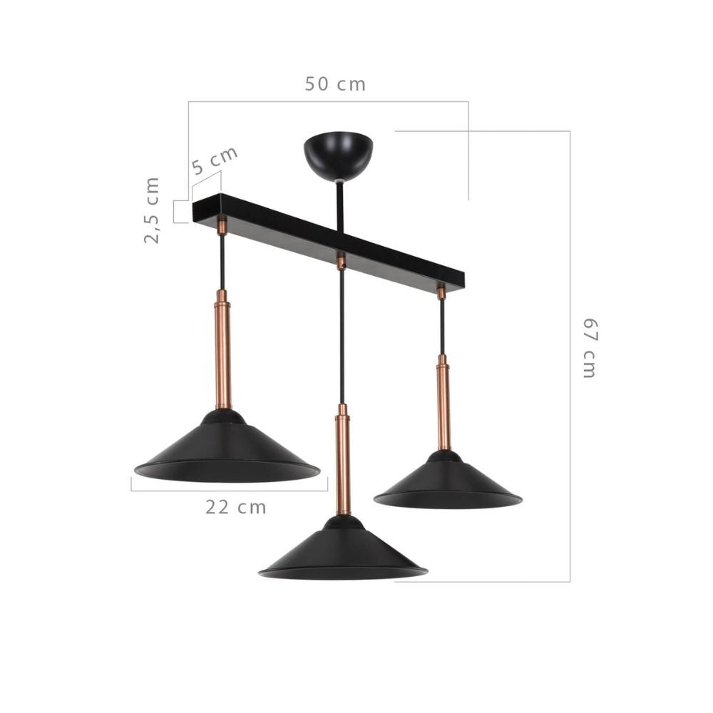 Lampada a sospensione con paralumi metallo nero Mandarin MDL4221