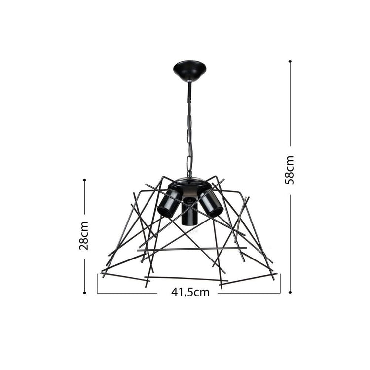 Lampada a sospensione luci in metallo nero asimmetrico Tena MDL3854