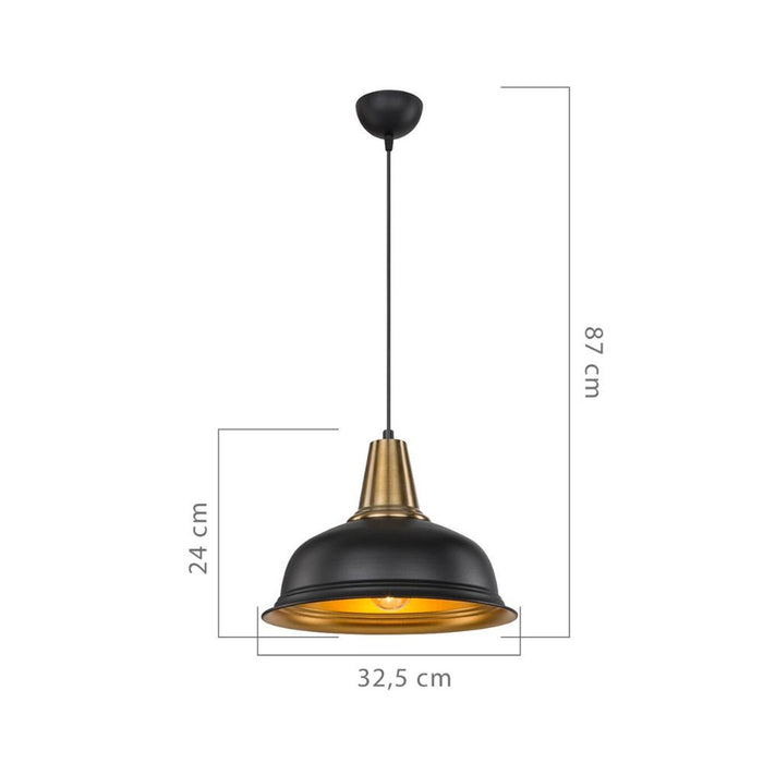 Lampada a sospensione metallo nero interno oro Rena ASZ1341