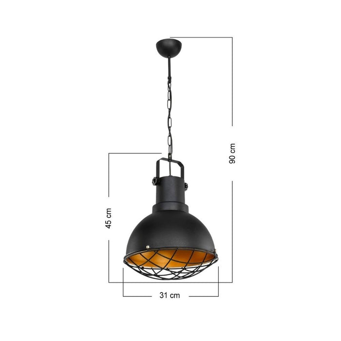 Lampada a sospensione stile industriale nero Tonya ASZ1187