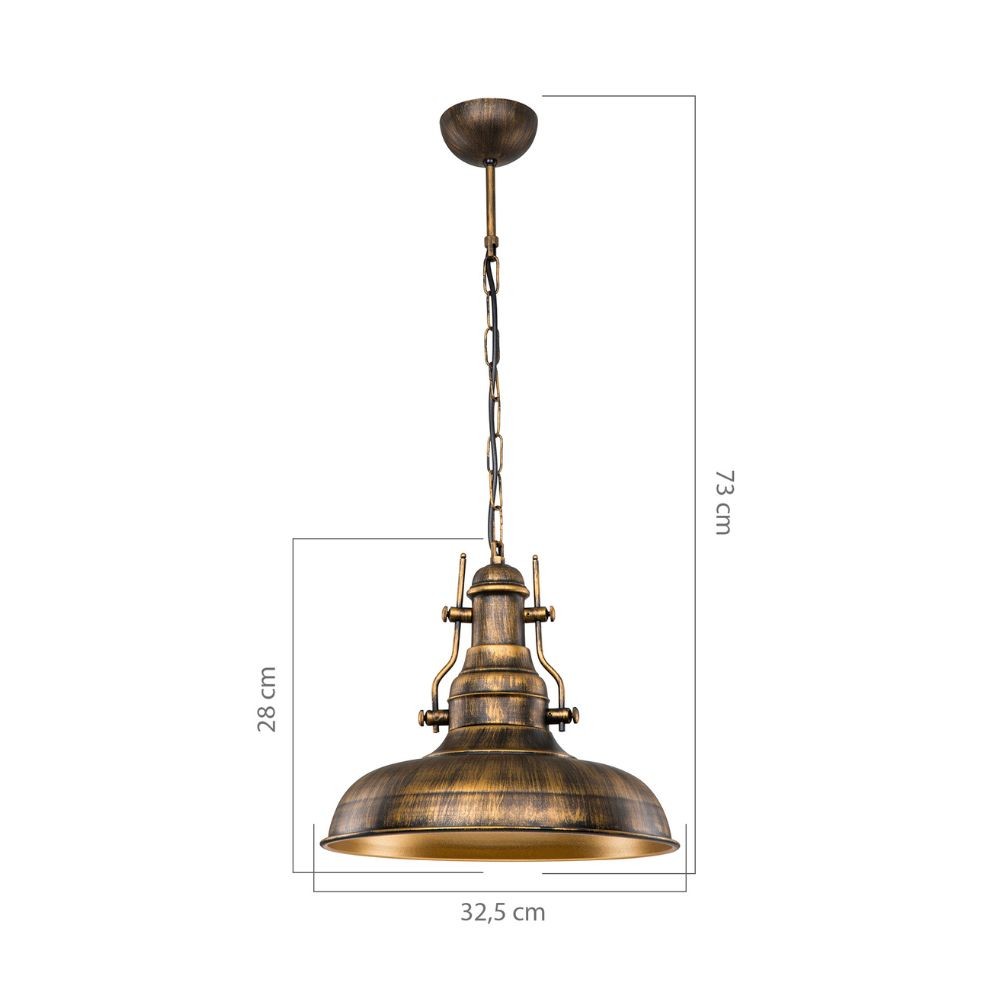 Lampada a sospensione stile industriale oro antichizzato Tarus MDL4468