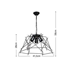 Lampada a sospensione Tena  luci in metallo nero asimmetrico