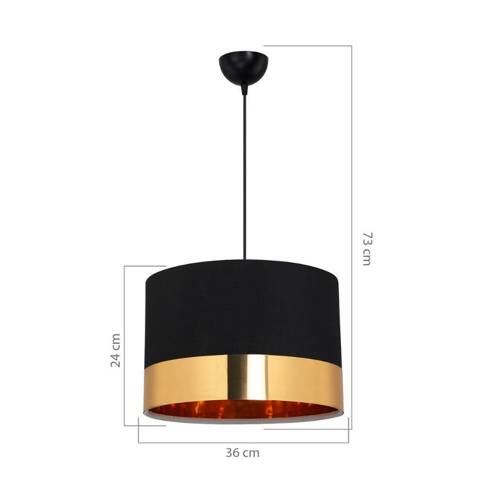 Lampada a sospensione tessuto nero fascia oro Alfina ASZ1665