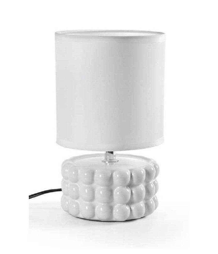 Lampada Abat Jour Tavolo Comodino E14 Base Ceramica Rilievo Lux 25 X 15cm 837418         