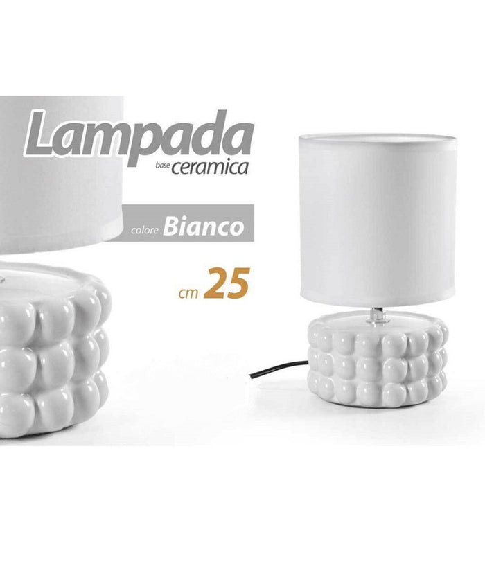 Lampada Abat Jour Tavolo Comodino E14 Base Ceramica Rilievo Lux 25 X 15cm 837418         