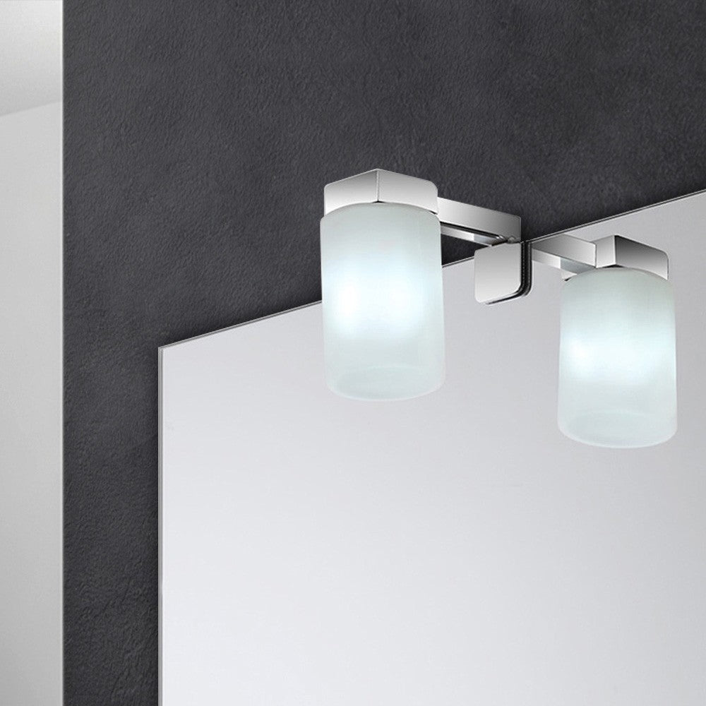 Lampada applique LED per specchio bagno acciaio cromo e vetro 