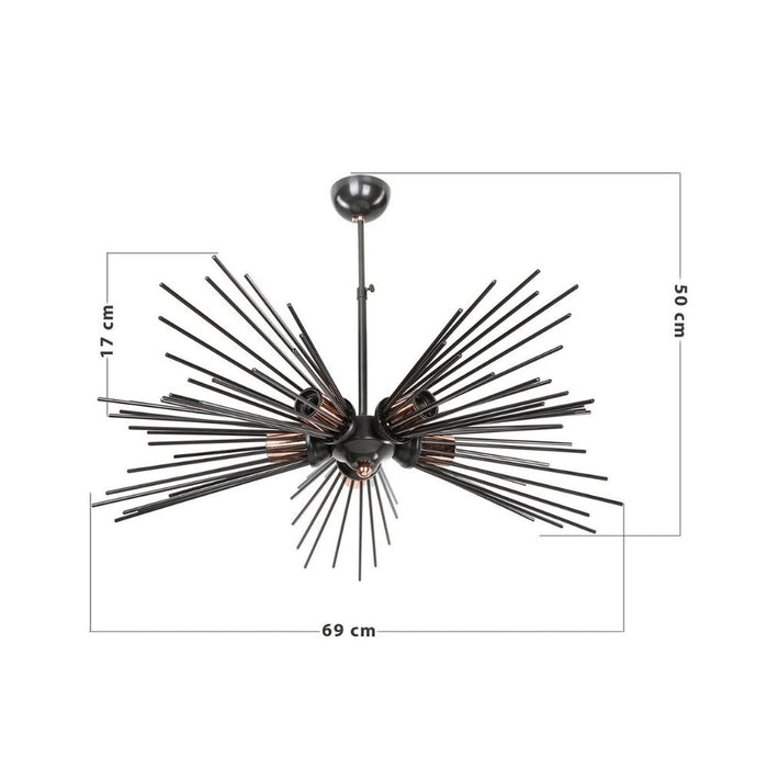 Lampada da soffitto a 5 luci metallo nero Salem MDL3806