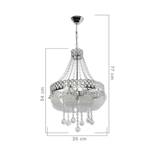 Lampada a sospensione argento vetro decorato e pietre effetto cristallo Sare MDL3550