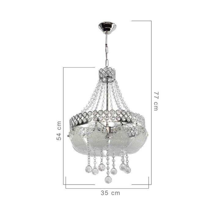 Lampada a sospensione argento vetro decorato e pietre effetto cristallo Sare MDL3550