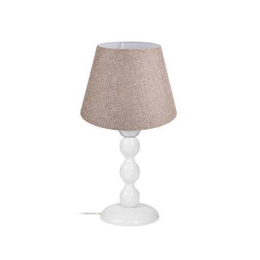 Lampada da tavolo base bianca e paralume tessuto colore beige LAGUNAH272634