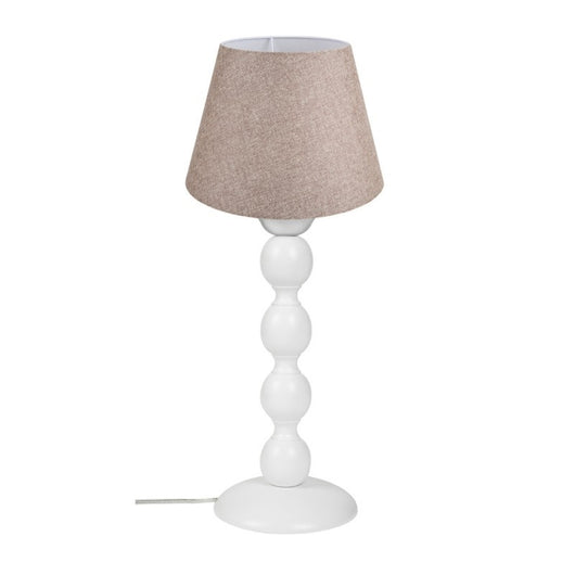 Lampada da tavolo base bianca e paralume tessuto colore beige LAGUNAH372634