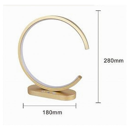 Trade Shop - Lampada Da Tavolo Led 12 W Design Curva Oro Touch Scrivania Comodino Ip20 32729         