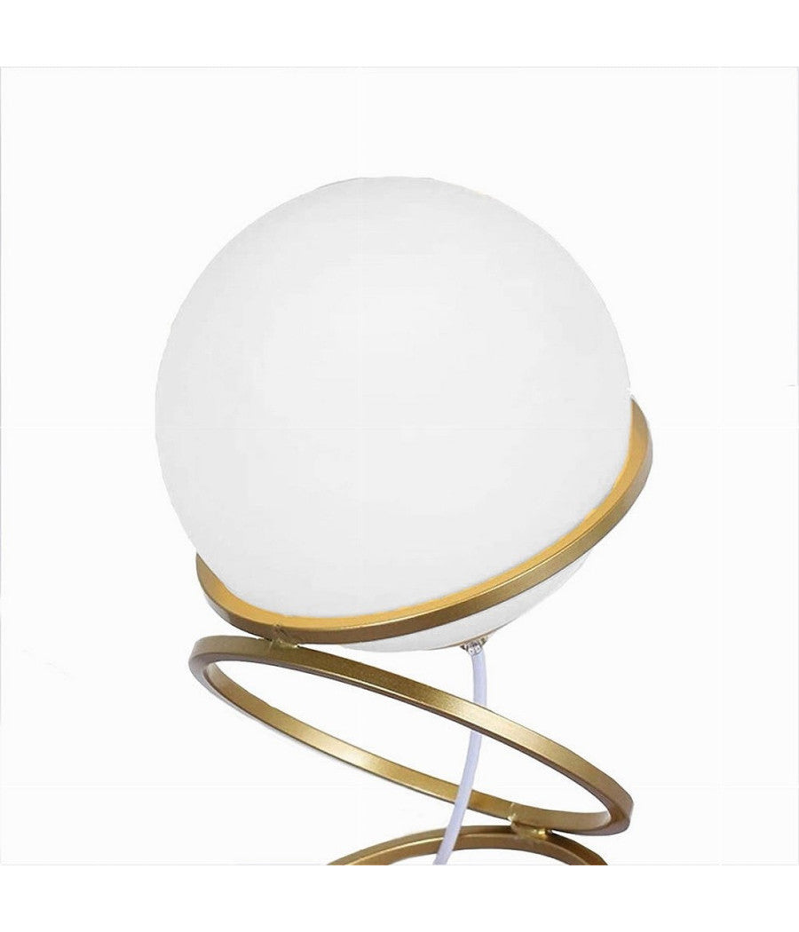 Lampada Da Tavolo Minimalista Lume In Metallo Bronzo Con Sfera In Vetro G9 D31         