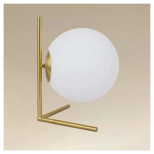 Trade Shop - Lampada Da Tavolo Scrivania Ramo Con Sfera In Vetro Luce Attacco E27 Oro 33870         