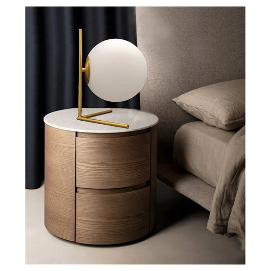 Trade Shop - Lampada Da Tavolo Scrivania Ramo Con Sfera In Vetro Luce Attacco E27 Oro 33870         