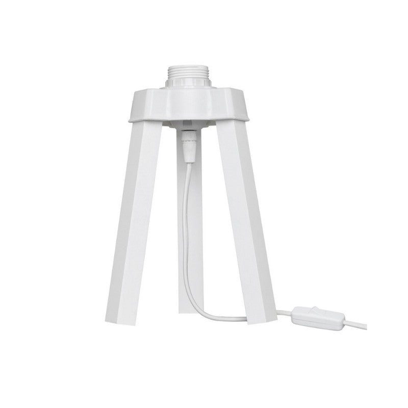 Lampada da tavolo treppiede bianco e paralume tessuto colore beige PIKOBI2634