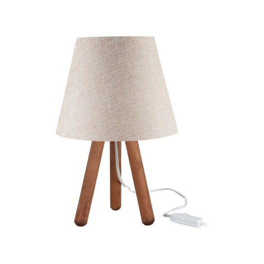 Lampada da tavolo treppiede noce e paralume colore beige Pino ASZ1452