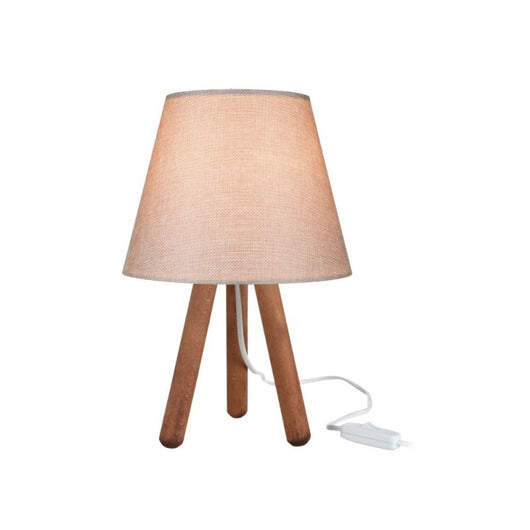 Lampada da tavolo treppiede noce e paralume colore beige Pino ASZ1452