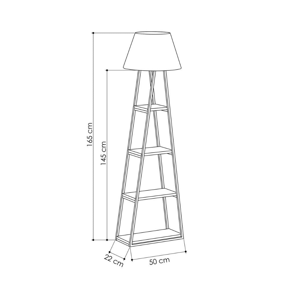 Lampada da terra Pal in legno nero antracite con mensole 50x165