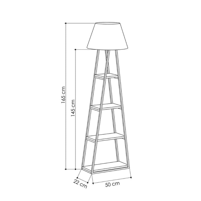 Lampada da terra Pal in legno nero antracite con mensole 50x165