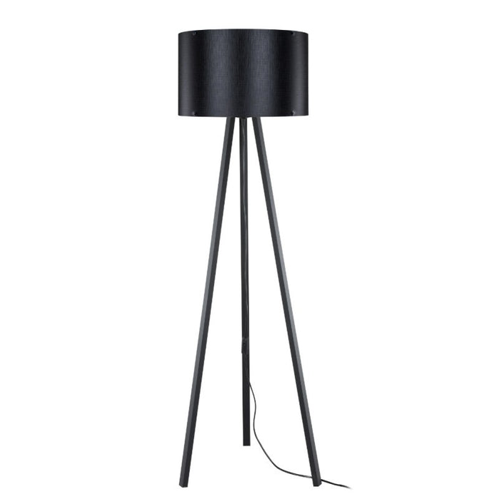 Lampada da terra treppiede e paralume tessuto nero Piko MDL5134