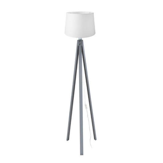 Lampada da terra treppiede grigio con paralume bianco in tessuto DECOGRI3565