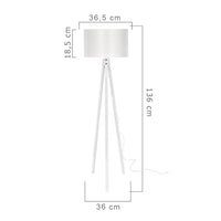 Lampada da terra treppiede legno e paralume tessuto bianco Rodi ASZ1233